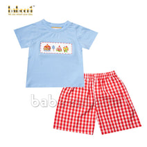 Playful little boy smocked amusement park set- BC 861