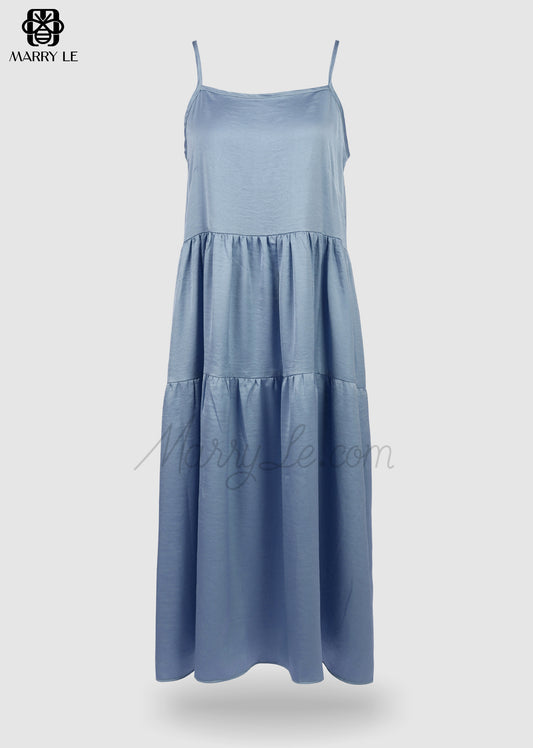 SLEEVELESS STONE BLUE MAXI DRESS - MD314