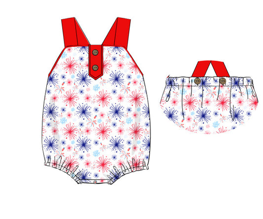 K385- Navy, Red Firework knit printing 4.0