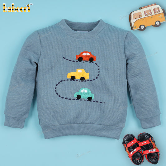 Boy Sweater In Blue And Car - BC1213