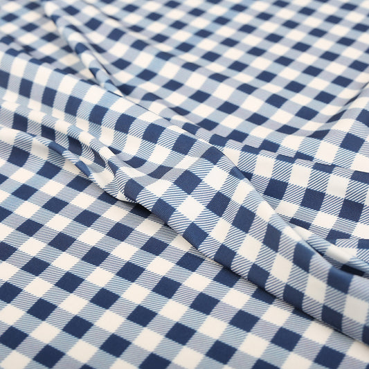 K77 - Navy gingham knit fabric