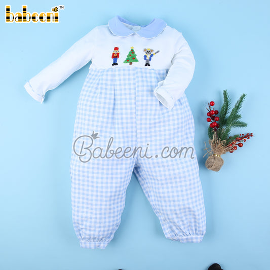 Nutcraker baby blue gingham boy bubble - BC1169