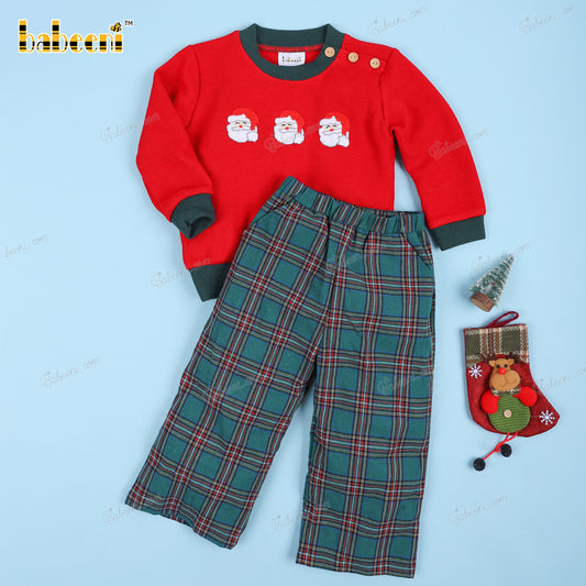 2 Piece Set Christmas Theme Red Green Santa Claus For Boy - BC1111