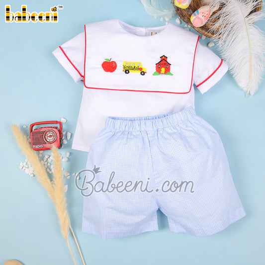 Back to school embroidery boy set clothing - BC1149