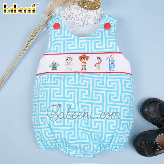 Cartoon character hand smocked boy bubble - BC1154