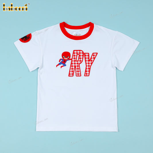 Applique Red Shirt Custom Name Spiderman For Boy - BC1164