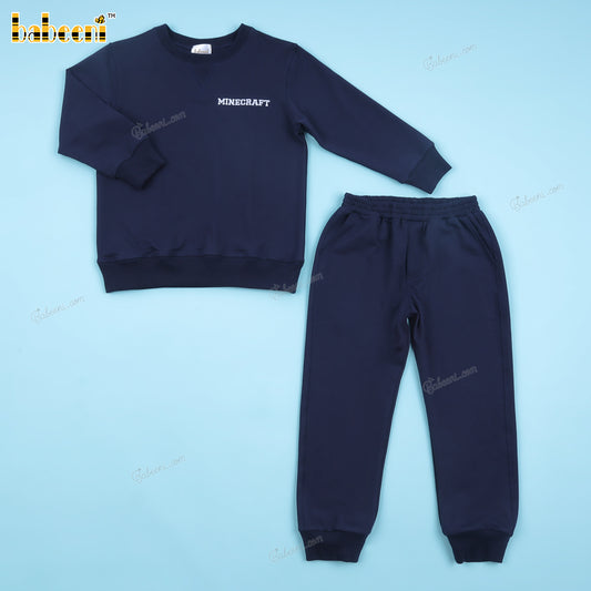 Boy Outfit In Black With Name Embroidered - BC1243