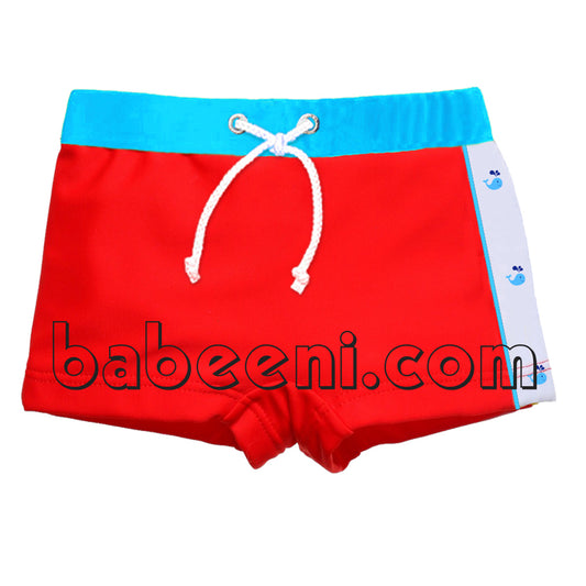 Red rash guard swim trunk for little boys - SW 309