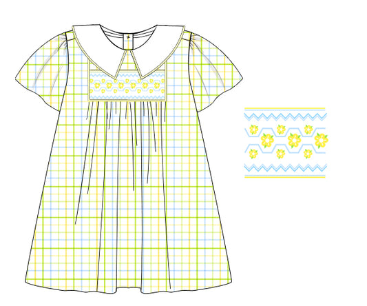 PP203-Lime green, yellow plaid printing in 4.0 fabric