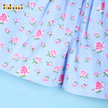 Plain 2 Piece In Blue Floral For Girl - DR3612