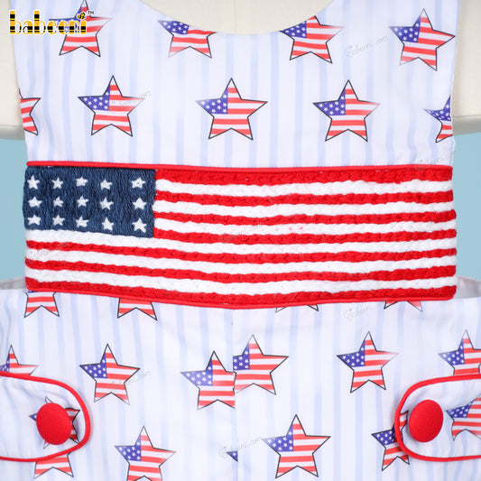 Boy Shortalls US Flag Embroidered - BC1252