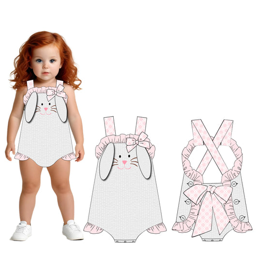 Cute girl bubble with rabbit face embroidered - DR4141