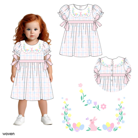 Fancy hand embroidered dress Easter theme - DR4134