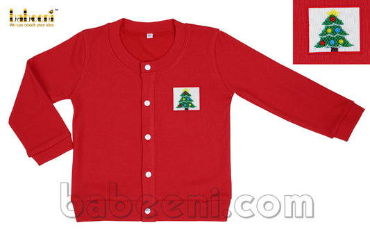 Christmas Tree smocked cardigan for children - ST 033