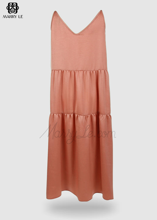 SLEEVELESS DARK PEACH MAXI DRESS - MD315