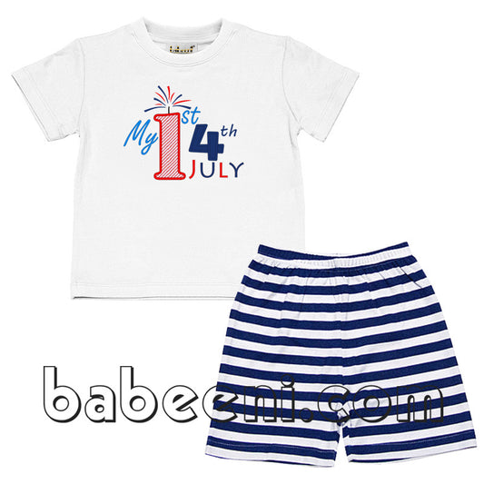 Lovely Independence applique knit boy outfit - BC 538