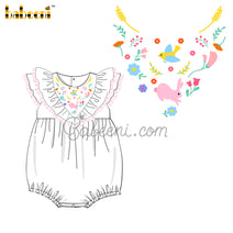 Flower, bird & rabbit embroidery baby ruffle bubble – DR 3516