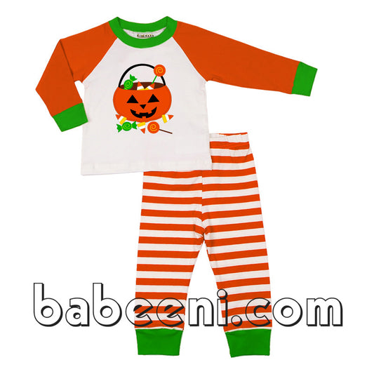 Cute pumpkin appliqued knit loungewear - KN112