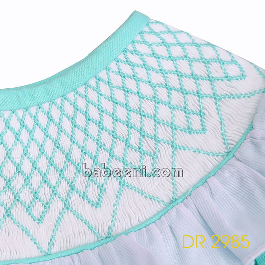 Naive geometric smocked mint dress - DR 2985