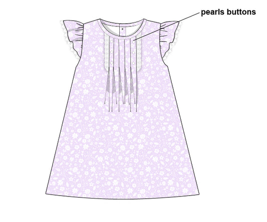 F142- white floral in lavender woven printing 4.0