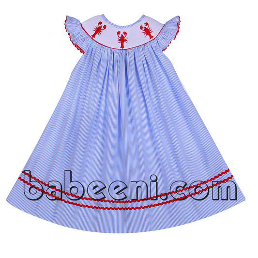 Lovely lobster smocked girl dress for spring summer - DR 2213