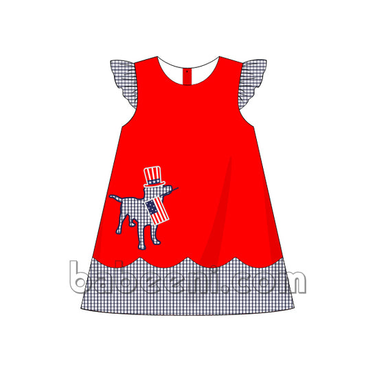 Gorgeous Navy dog & flags dress for little girl  - DR 2662