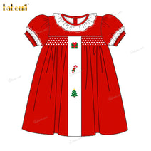 Honeycomb Smocked Dress In Red White Accent For Girl - DR3728