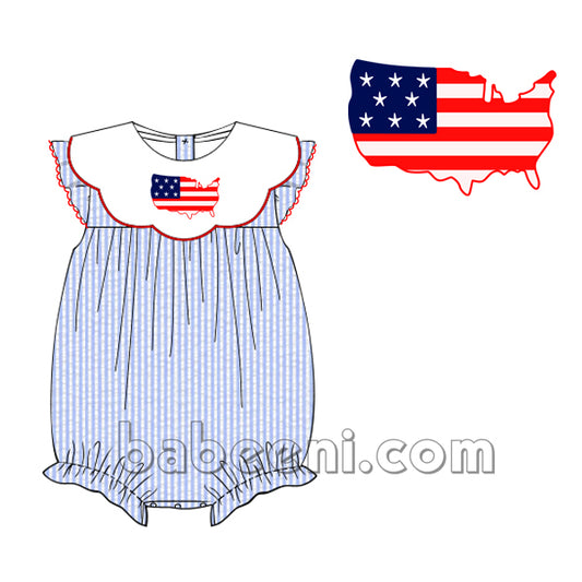 Stunning American map embroidery bubble for little girl  - DR 2651