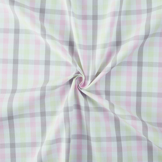 M95-pink, lime green, grey plaid fabric