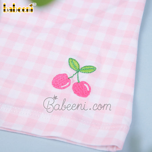 Cherry embroidery gingham underwear - UG 15