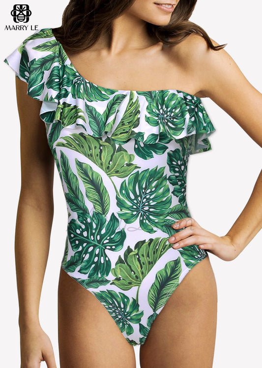 TROPICAL PALM LEAVES GIRL SWIMWEAR  - MD64