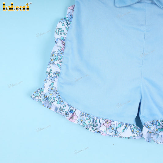 Baby Blue Short With Detachable Bow For Girl - BT92