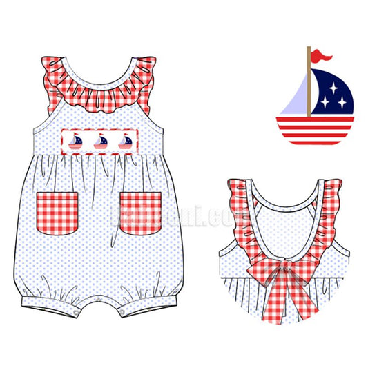 Adorable sailboat girl smocked bubble - DR 2765