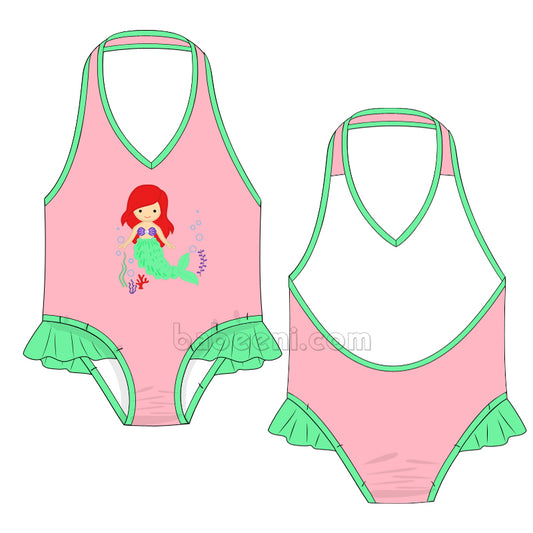 Lovely  pink mermaid swimsuit for little girl- SW 409