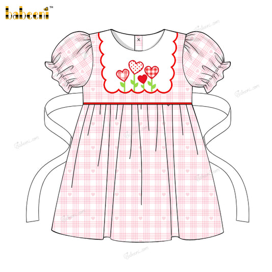 Girl Applique Heart Flower Dress - DR3854