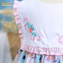 Fancy flower hand embroidery dress - DR 3255