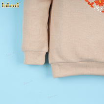 Girl Sweater In Yellow Hand Embroidered Thanksgiving Theme - DR3876