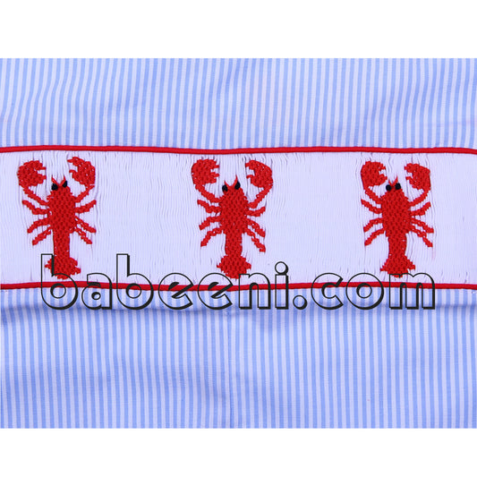 Lobster smocked boy shortall - BC 645