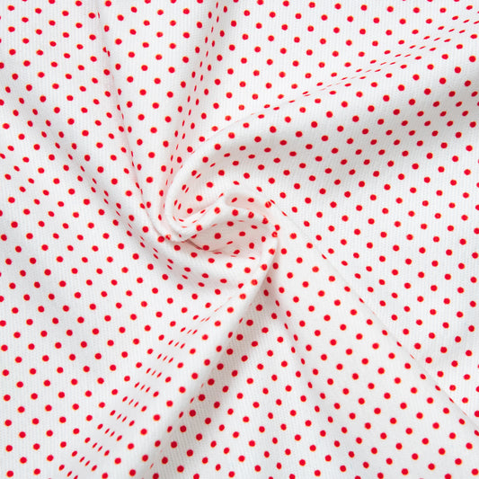 N42- White with small red dot corduroy printed 4.0