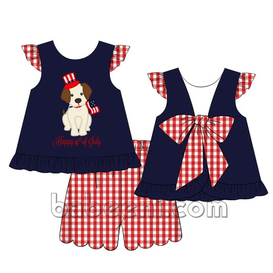 Stunning dog applique two-pieces for little girl  - DR 2654