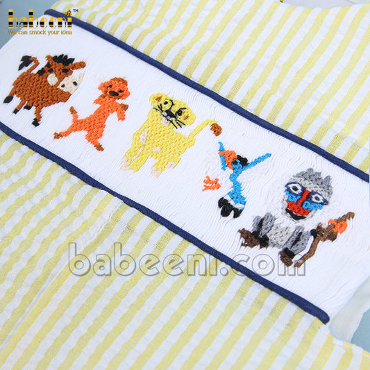 Nice cartoon animals boy striped shortall - BC 957