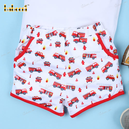 2 Piece Set Fire Truck Crochet Embroidery For Boy - BC1109