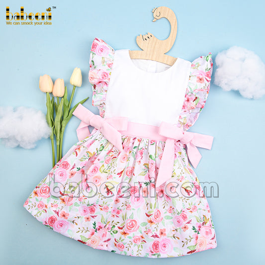 Pretty peach blossom printed baby girl dress DR 3283