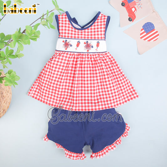 Firework hand smocked baby set clothing – DR 3436