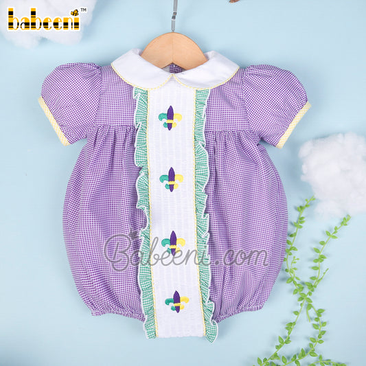 Mardi gras embroidery baby bubble  – DR 3446