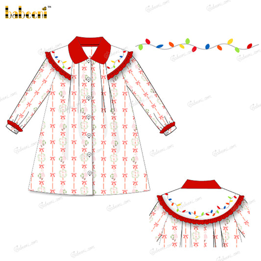 Girl Dress Hand Embroidered Christmas Theme - DR4029