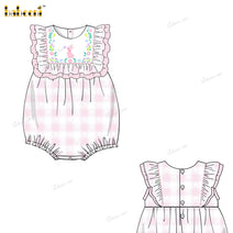 Girl Bubble Bunny Embroidered In Pink  - DR3835