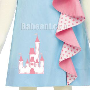 Baby Girl 3D Ruffle Dancing Castle Embroidery Dress- DR 2837