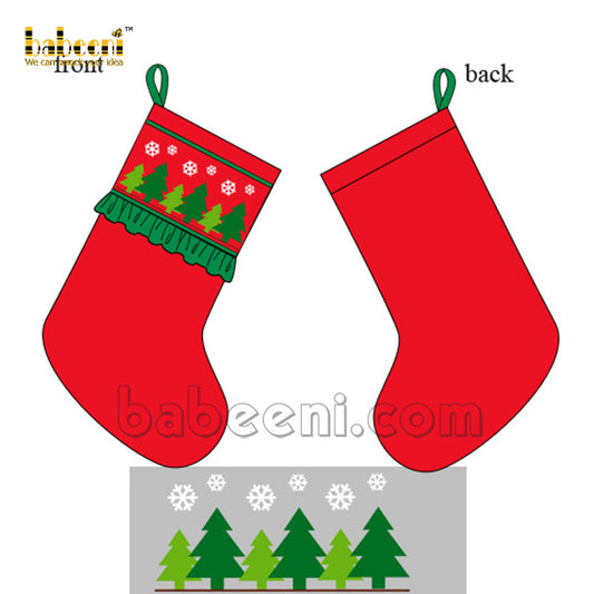 Christmas tree smocked stockings - CO 24