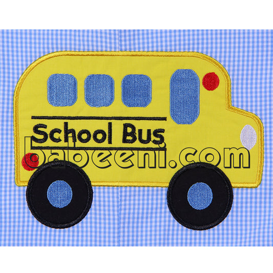 Lovely schoolbus applique longalls for little boys - BC 664